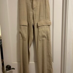 Frame Beige Linen Cargo Pants
